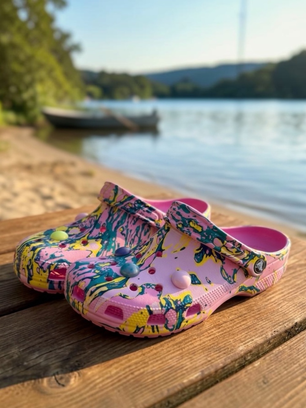 Rare Crocs ASOS exclusive classic bubble marble clogs in taffy pink multi W9